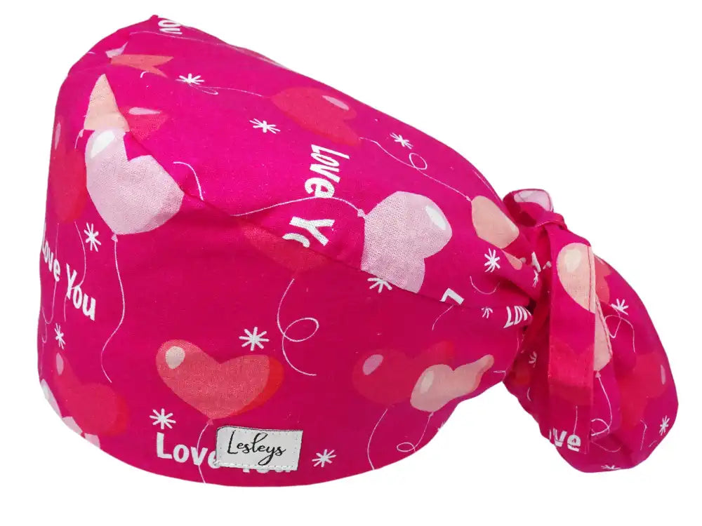 Ponytail Stoff OP-Haube Love You für lange Haare aus Baumwolle - Lesleys