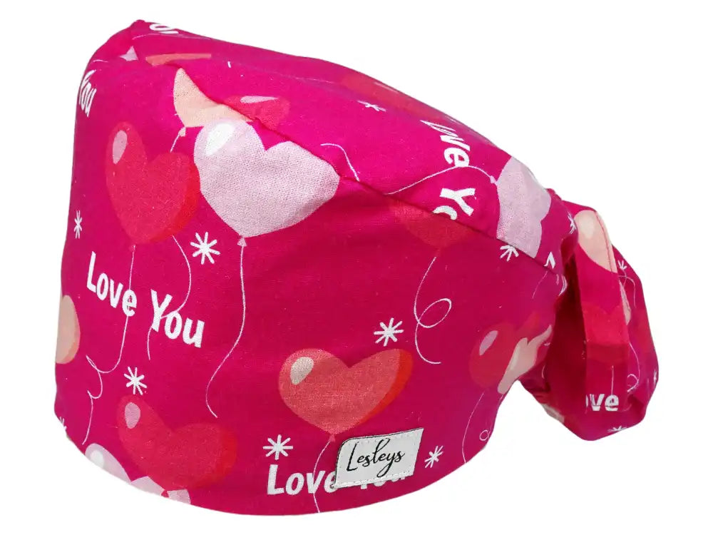 Ponytail Stoff OP-Haube Love You für lange Haare aus Baumwolle - Lesleys