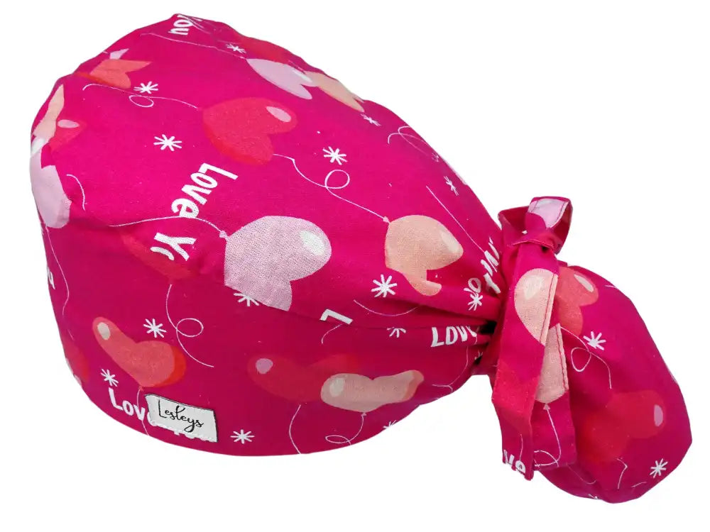 Ponytail Stoff OP-Haube Love You für lange Haare aus Baumwolle - Lesleys