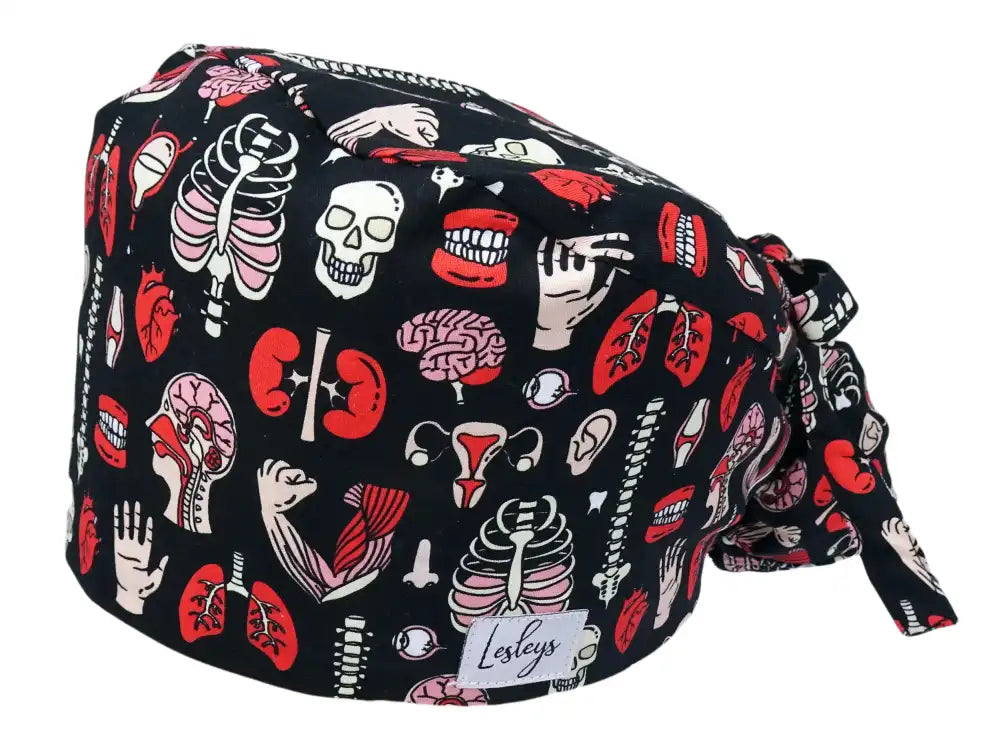 Ponytail Stoff OP-Haube Anatomie für lange Haare aus Baumwolle - Lesleys