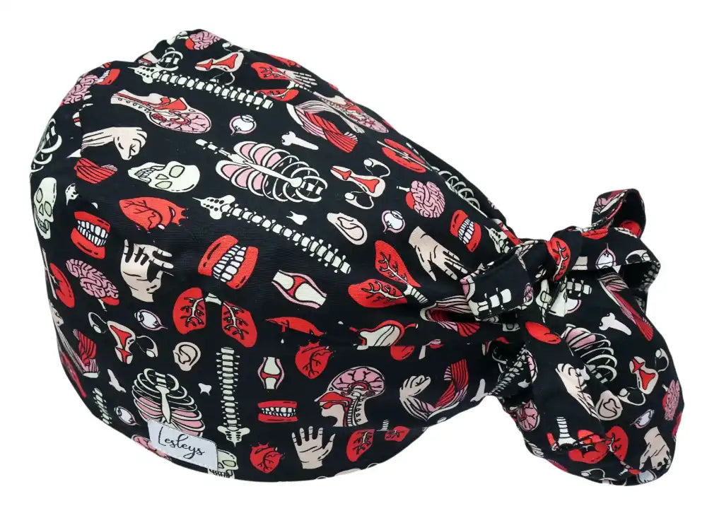 Ponytail Stoff OP-Haube Anatomie für lange Haare aus Baumwolle - Lesleys