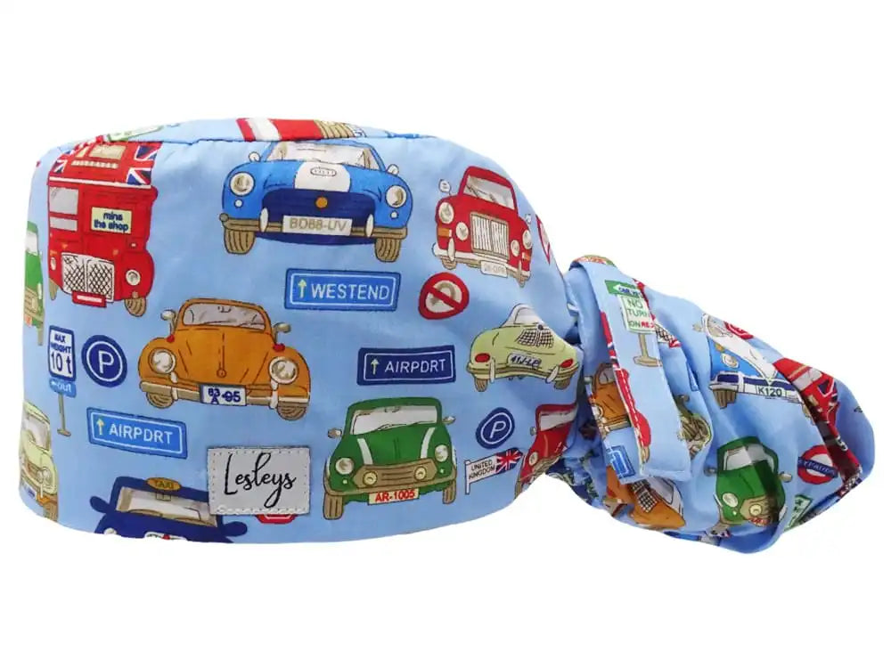 Ponytail Stoff OP-Haube Oldtimer für lange Haare aus Baumwolle - Lesleys