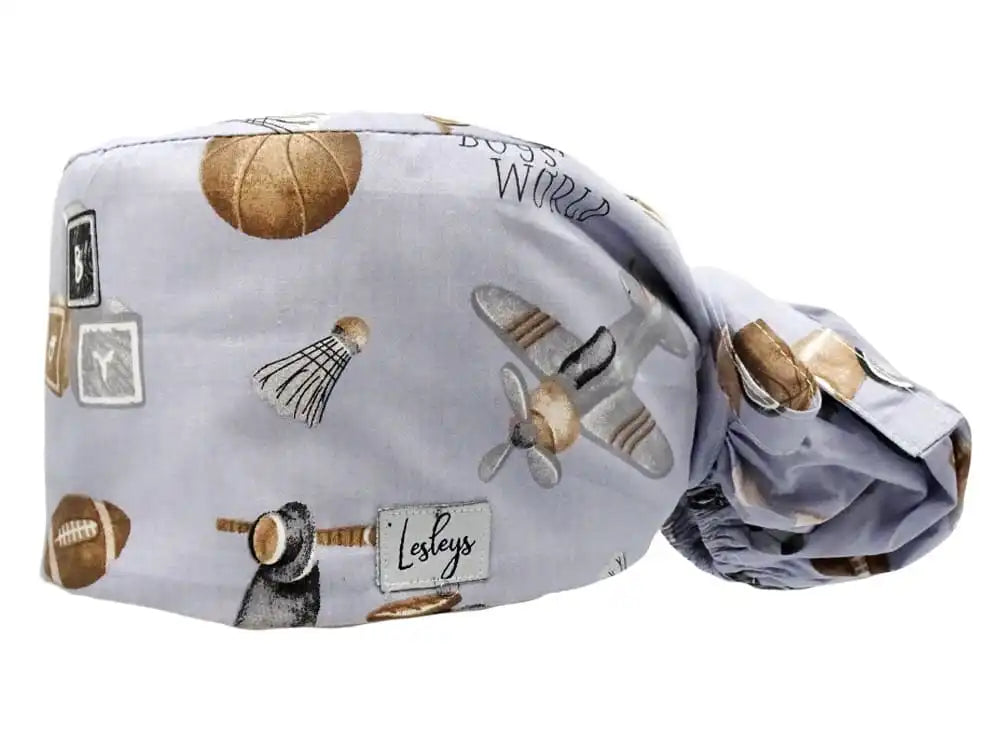 Ponytail Stoff OP-Haube Retro Toys für lange Haare aus Baumwolle - Lesleys