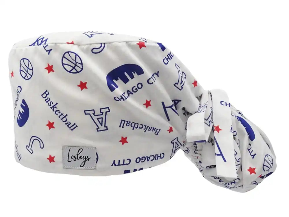 Ponytail Stoff OP-Haube Chicago für lange Haare aus Baumwolle - Lesleys