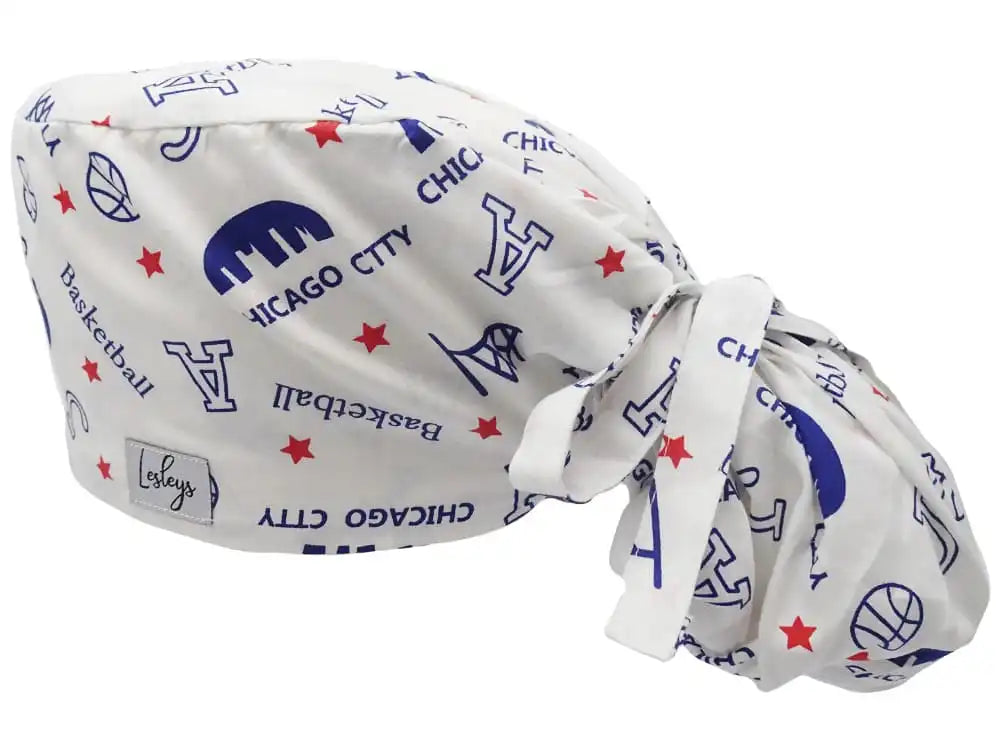 Ponytail Stoff OP-Haube Chicago für lange Haare aus Baumwolle - Lesleys