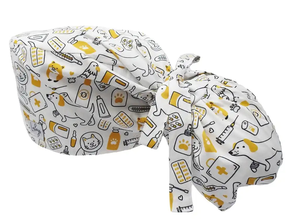 Ponytail Stoff OP-Haube Tiermedizin für lange Haare aus Baumwolle - Lesleys