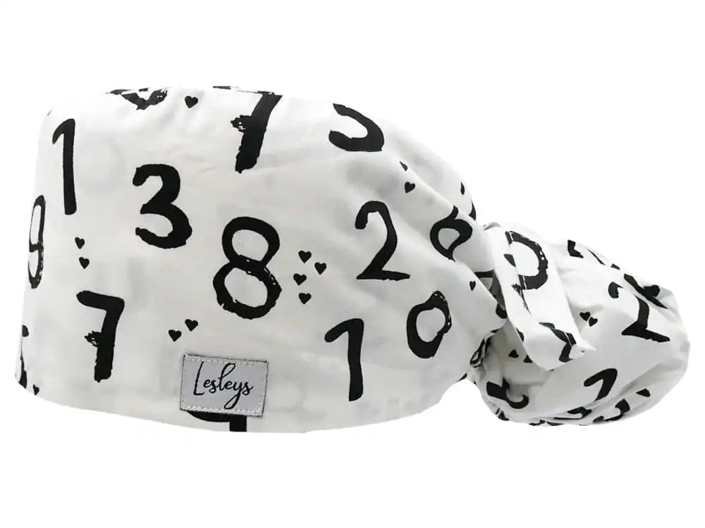 Ponytail Stoff OP-Haube Zahlenwelt für lange Haare aus Baumwolle - Lesleys