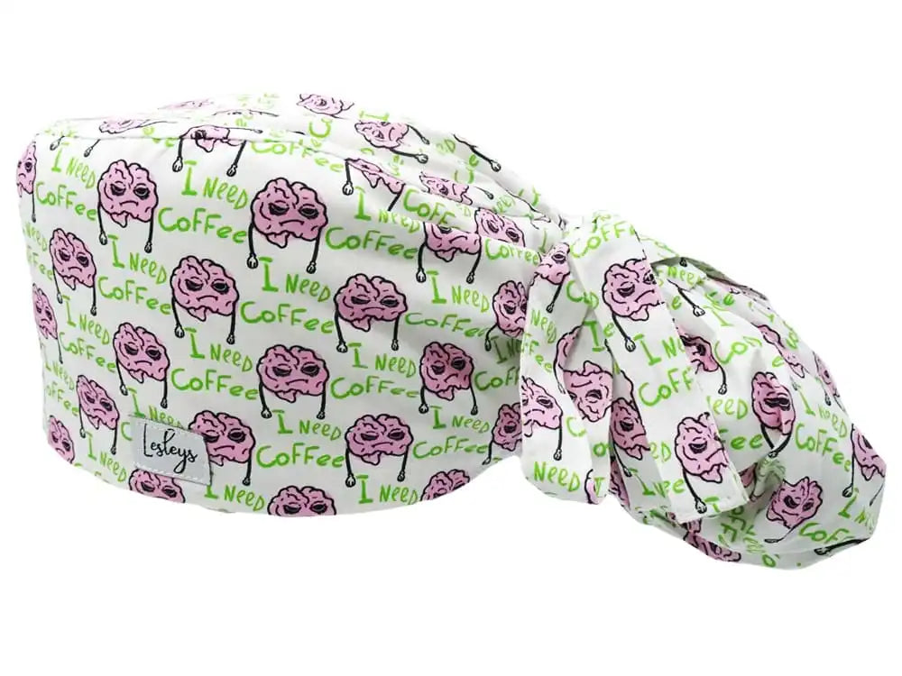Ponytail Stoff OP-Haube I need Coffee für lange Haare aus Baumwolle - Lesleys