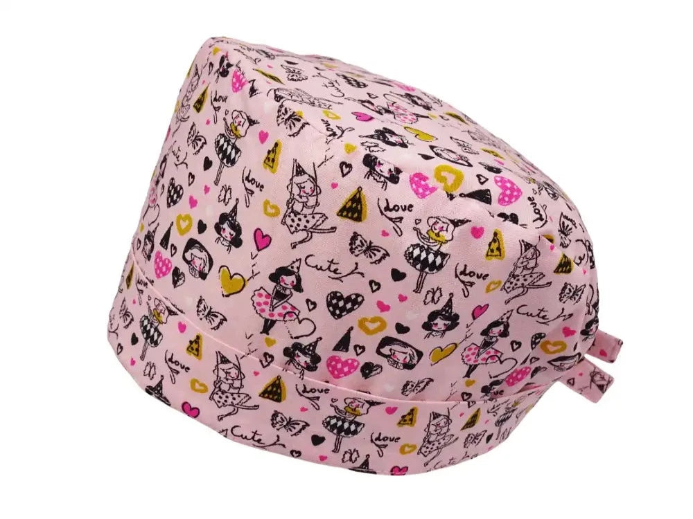 Lesleys OP-Haube für lange Haare Ballerina Rosa - Stoff OP-Haube aus 100% Baumwolle