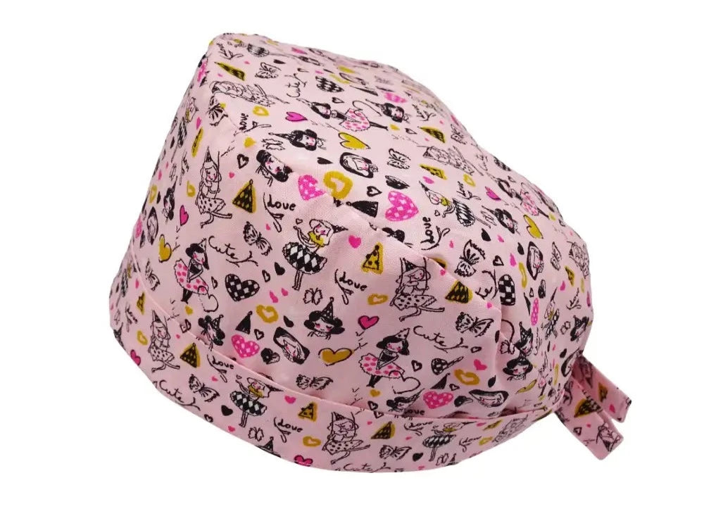 Lesleys OP-Haube für lange Haare Ballerina Rosa - Stoff OP-Haube aus 100% Baumwolle