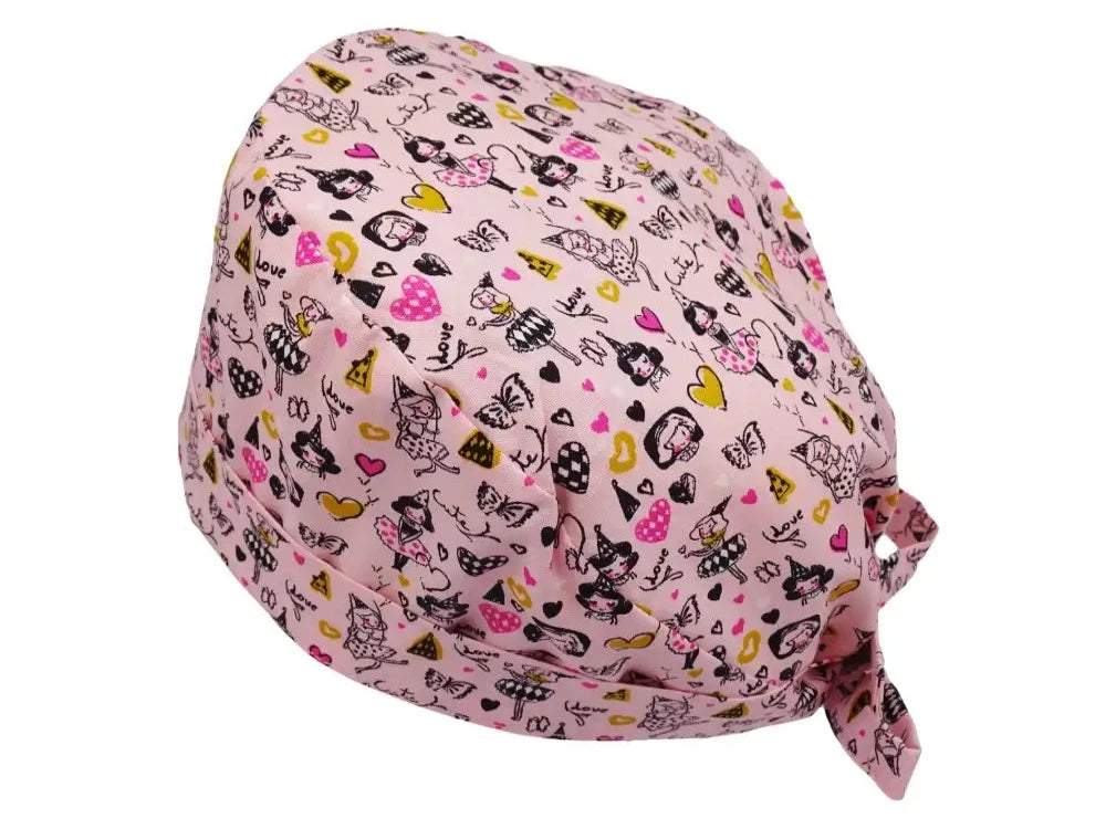 Lesleys OP-Haube für lange Haare Ballerina Rosa - Stoff OP-Haube aus 100% Baumwolle