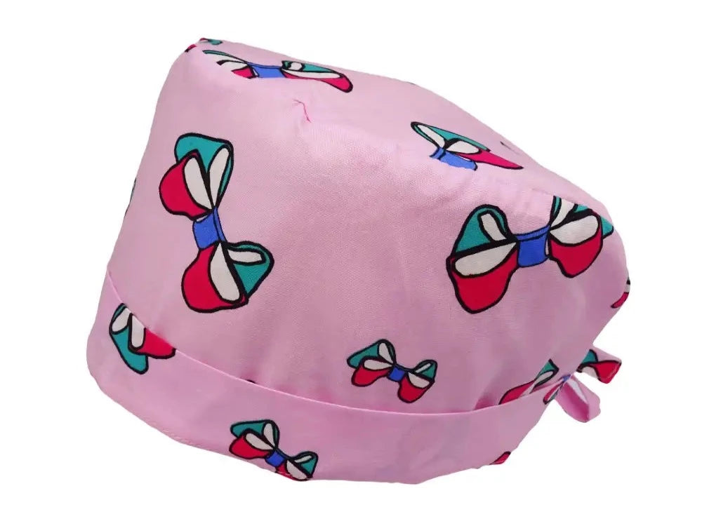 Lesleys OP-Haube für lange Haare Schleifen - Stoff OP-Haube aus 100% Baumwolle