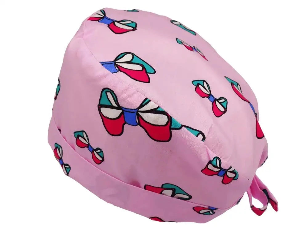 Lesleys OP-Haube für lange Haare Schleifen - Stoff OP-Haube aus 100% Baumwolle