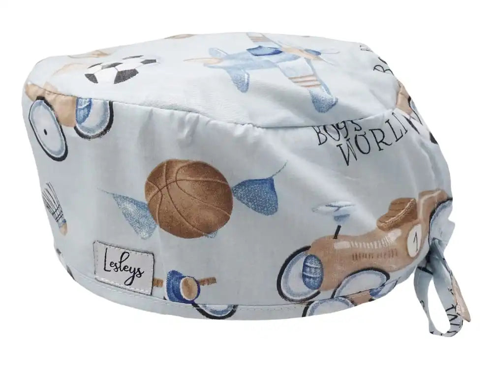 Stoff OP-Haube Retro Toys aus Baumwolle - Kurze Haare