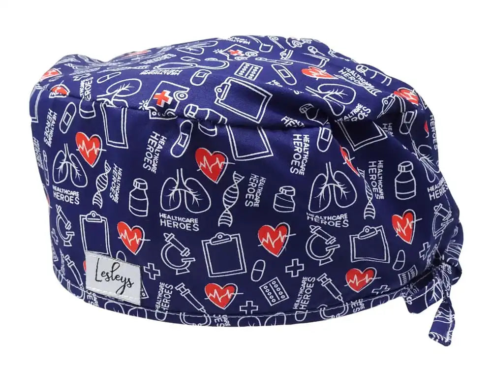 Stoff OP-Haube aus Baumwolle Healthcare Heroes. Auch für Lange Haare mit Zahnarzt Motiv