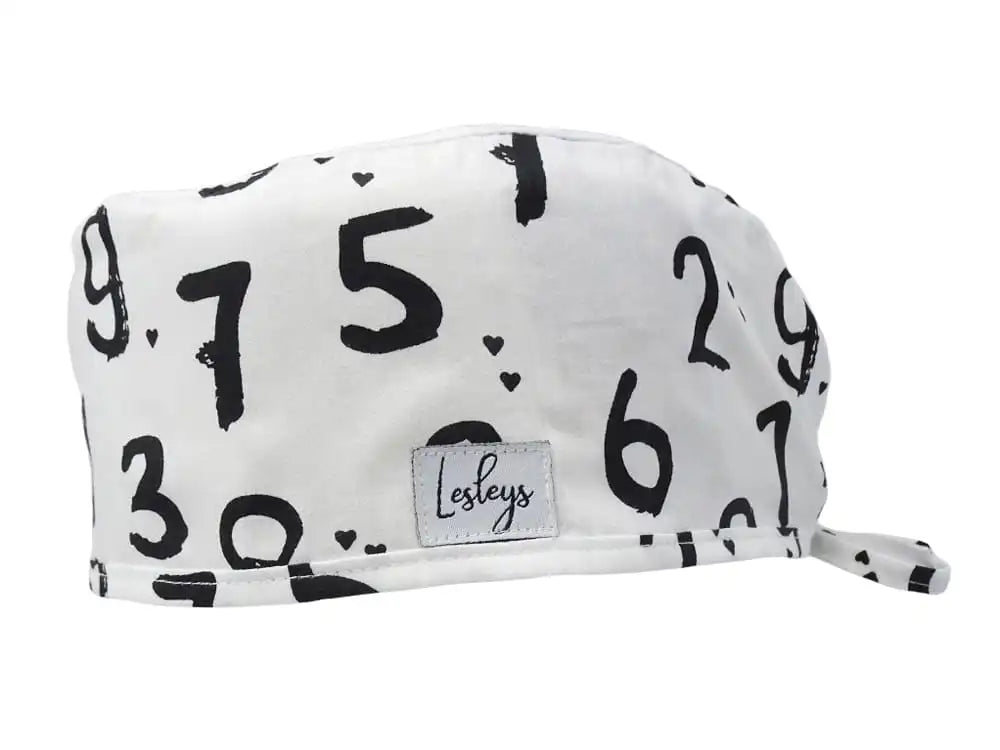 Stoff OP-Haube Zahlenwelt aus Baumwolle - Kurze Haare