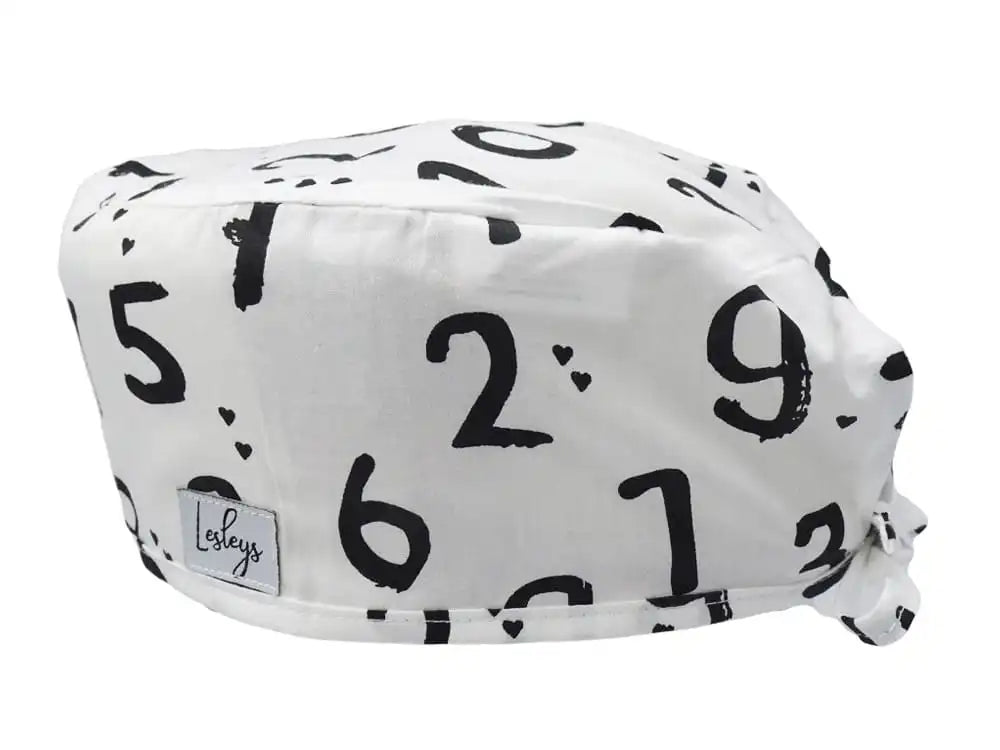 Stoff OP-Haube Zahlenwelt aus Baumwolle - Kurze Haare