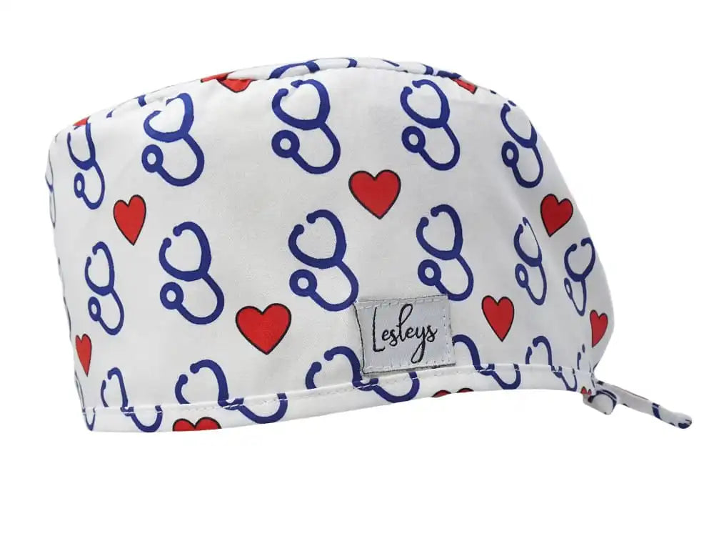 Stoff OP-Haube Stetho Love aus Baumwolle - Kurze Haare