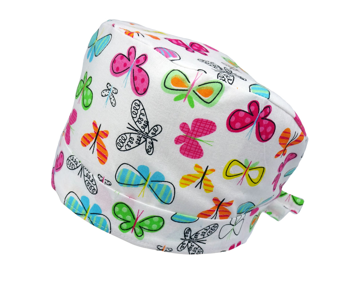 Anpassbare OP Haube Bunte Schmetterlinge