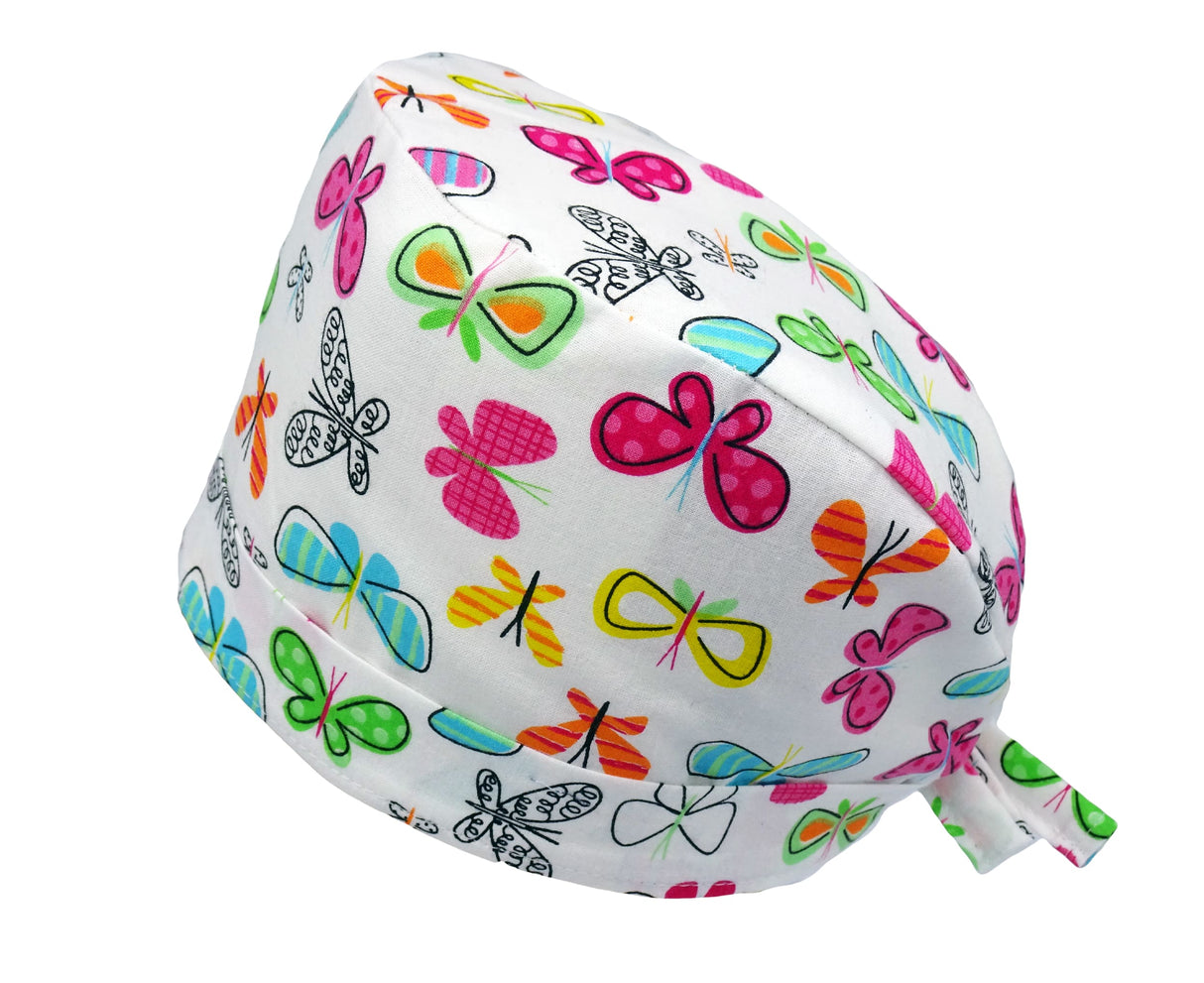 Anpassbare OP Haube Bunte Schmetterlinge