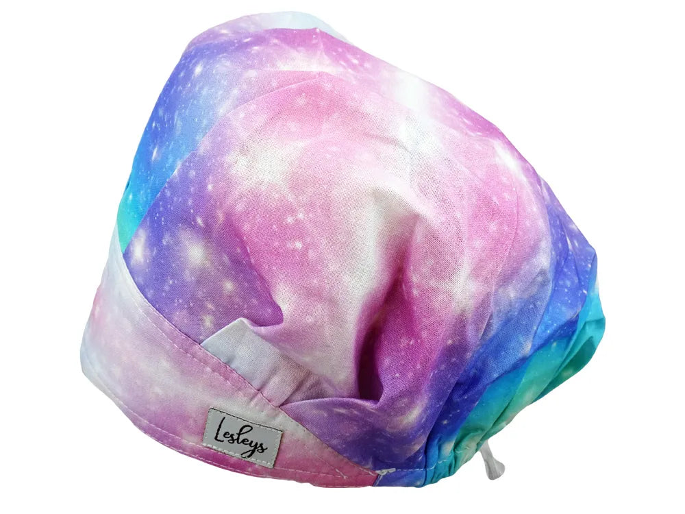 Barett Stoff OP-Haube Pink Space für lange Haare aus Baumwolle
