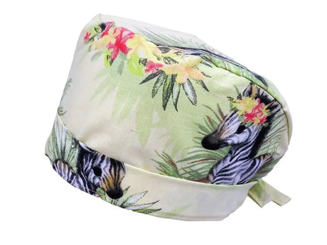 Anpassbare Stoff OP-Haube kleines Zebra aus Baumwolle für lange Haare