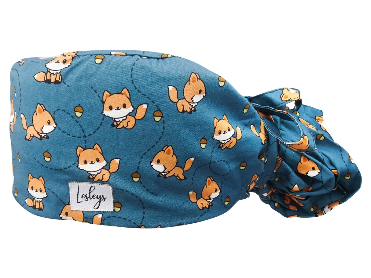 Stoff OP-Haube für lange Haare im Design - Cute Fox