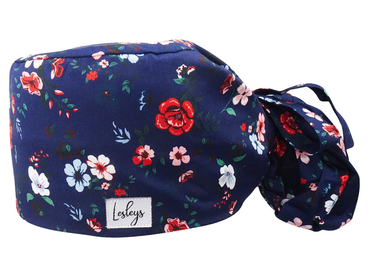 Stoff OP-Haube für lange Haare im Design - Blumenwiese