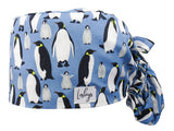 Stoff OP-Haube für lange Haare im Design - Pinguine