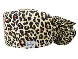 Stoff OP-Haube für lange Haare im Design - Leopard