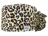Stoff OP-Haube für lange Haare im Design - Leopard