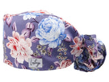 Stoff OP-Haube für lange Haare im Design - Glücksblumen