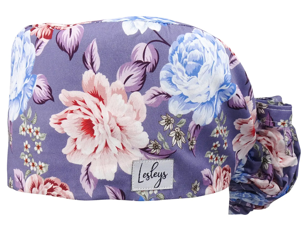 Stoff OP-Haube für lange Haare im Design - Glücksblumen