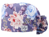 Stoff OP-Haube für lange Haare im Design - Glücksblumen