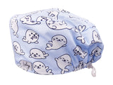 Kleine Seehunde - Stoff OP-Haube für langes Haar