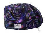 Pfauen Paisley - Stoff OP-Haube für langes Haar