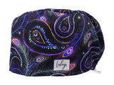 Pfauen Paisley - Stoff OP-Haube für langes Haar