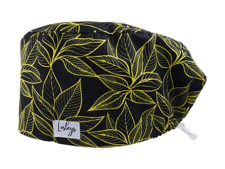 Gold Leaves - Stoff OP-Haube für langes Haar