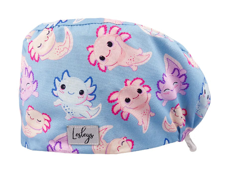 Axolotl - Stoff OP-Haube für langes Haar