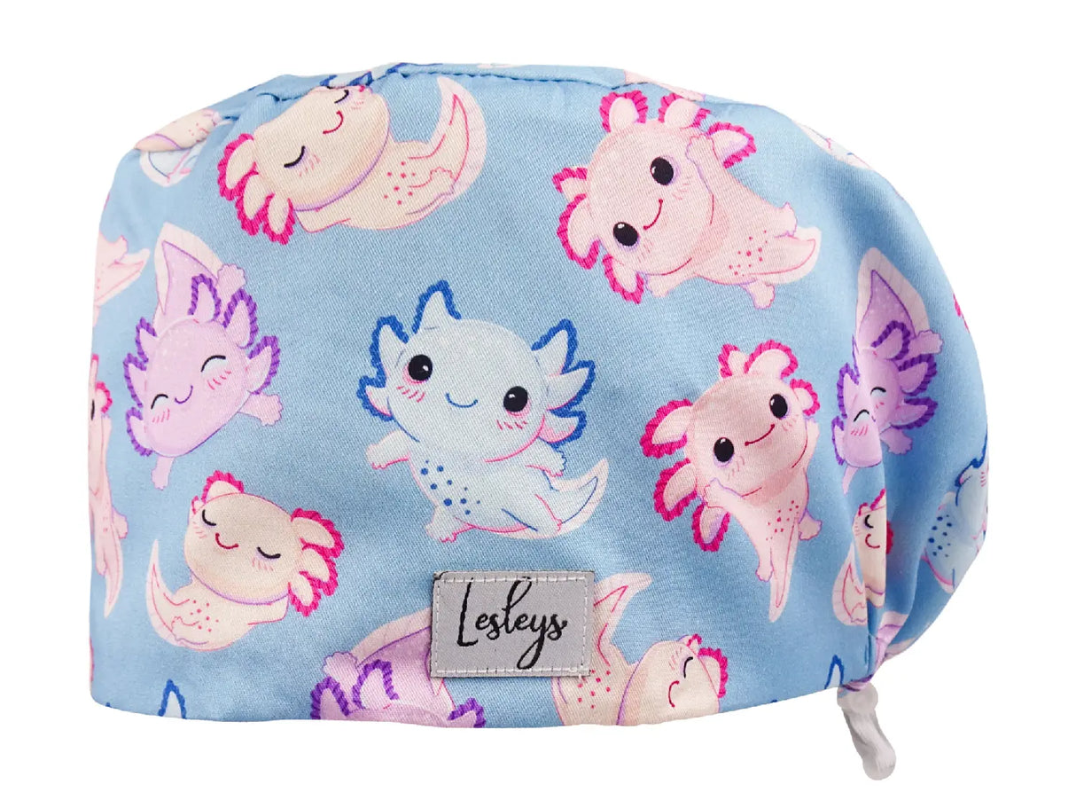 Axolotl - Stoff OP-Haube für langes Haar