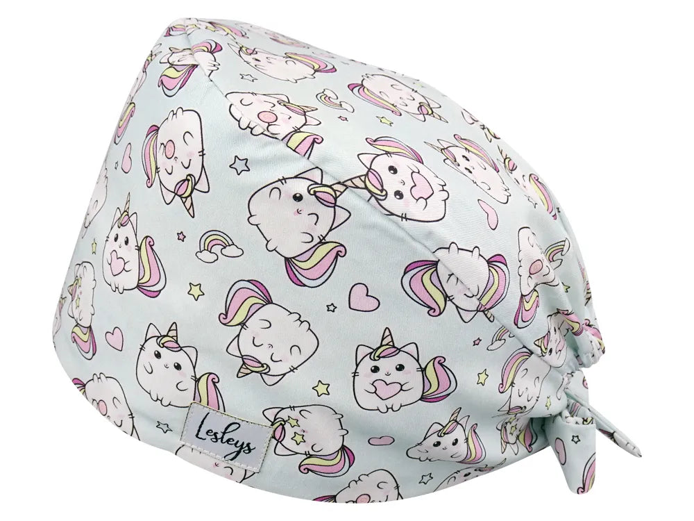 Stoff OP Haube aus Baumwolle Kittycorn. Bunte OP Muetze fuer Damen und Herren