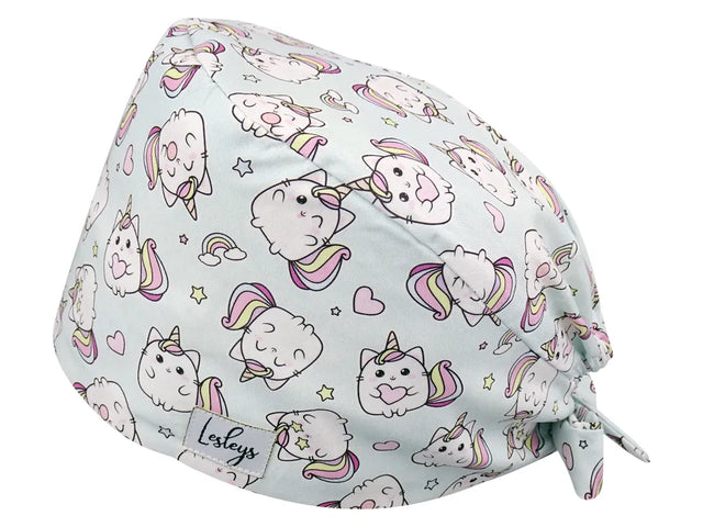 Stoff OP Haube aus Baumwolle Kittycorn. Bunte OP Muetze fuer Damen und Herren