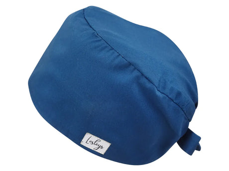 Stoff OP Haube aus Baumwolle Lazurblau. Bunte OP Muetze fuer Damen und Herren