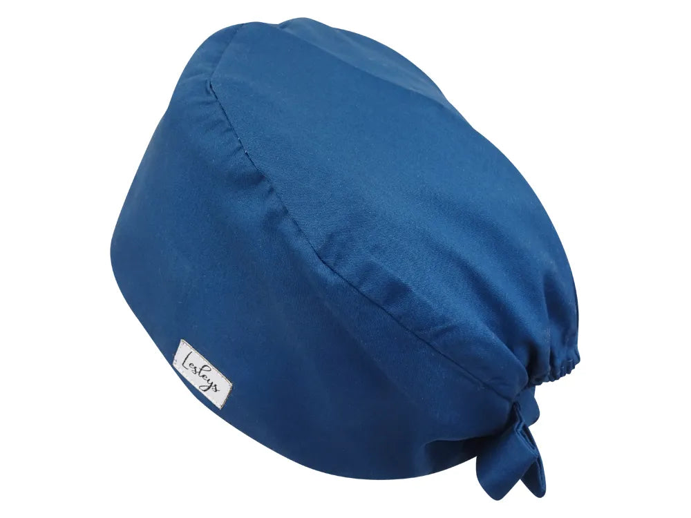 Stoff OP Haube aus Baumwolle Lazurblau. Bunte OP Muetze fuer Damen und Herren