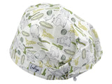 Stoff OP Haube aus Baumwolle Hippos. Bunte OP Muetze fuer Damen und Herren