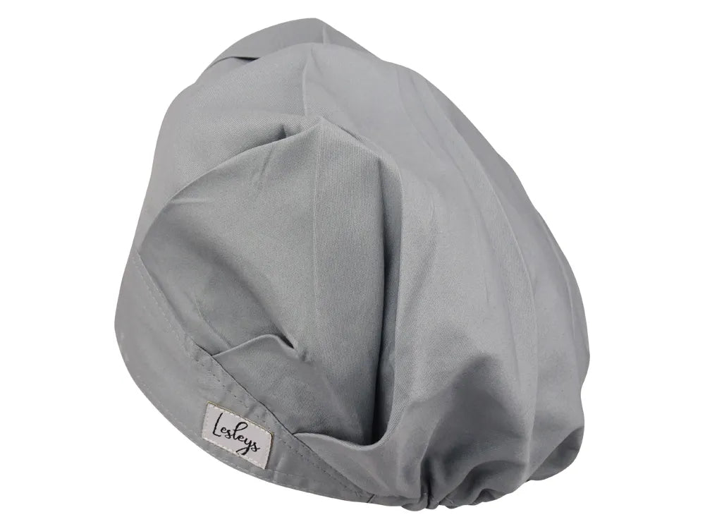 Stoff OP Haube aus Baumwolle Mondsteingrau. Bunte OP Muetze fuer Damen und Herren