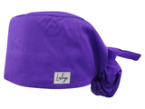 Ponytail Stoff OP-Haube Amethystlila für lange Haare aus Baumwolle - Lesleys