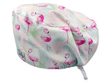 Stoff OP Haube aus Baumwolle Flamingo Sommer. Bunte OP Mütze für Damen und Herren