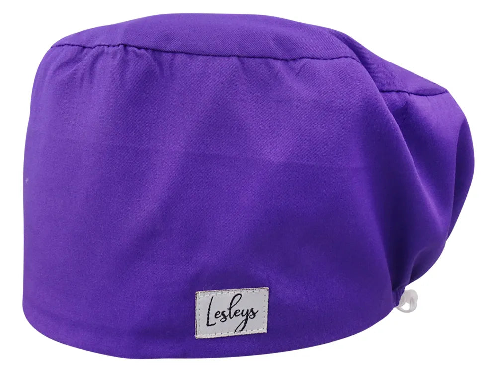 Komfort Stoff OP-Haube Amethystlila für lange Haare aus Baumwolle - Lesleys