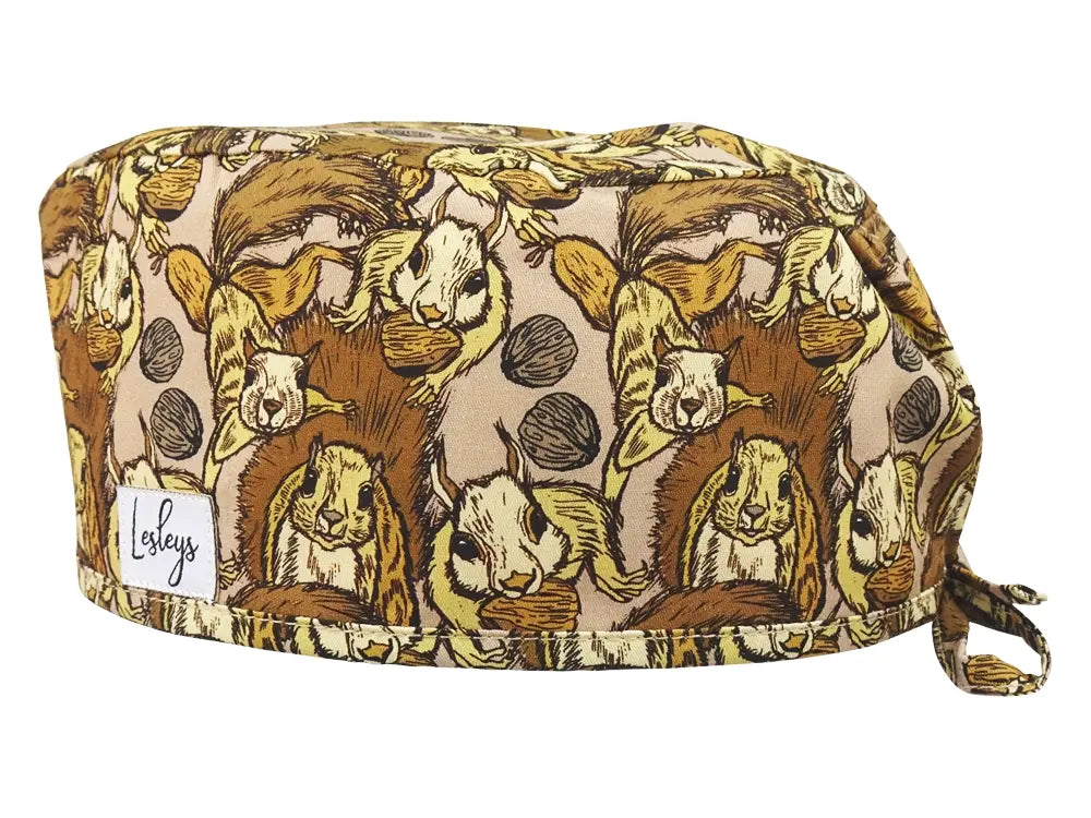 Slim OP-Haube Eichhörnchen - Stoffhaube für kurzes Haar